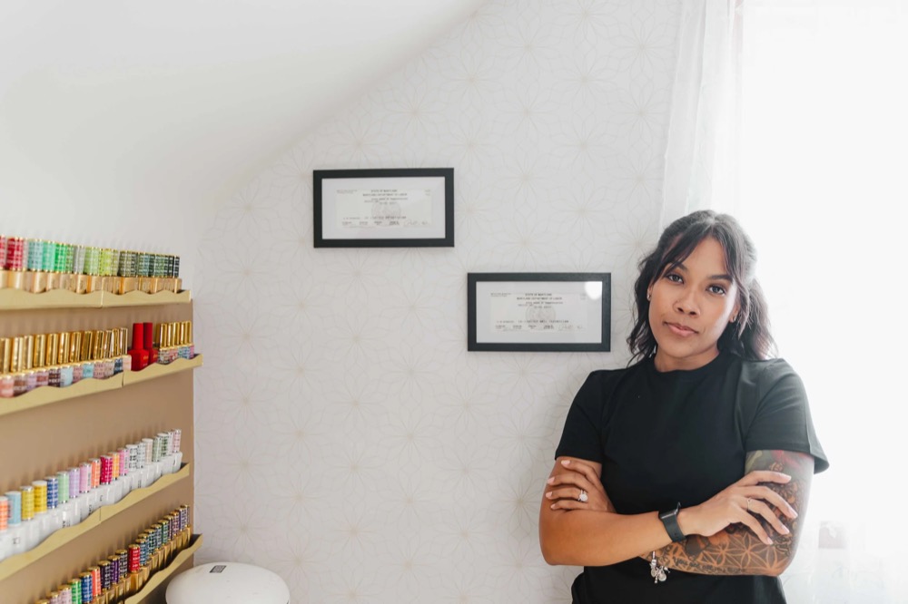 Thiara, licensed nail technician and esthetician, at TLC Nails and Esthetics in Nottingham, MD